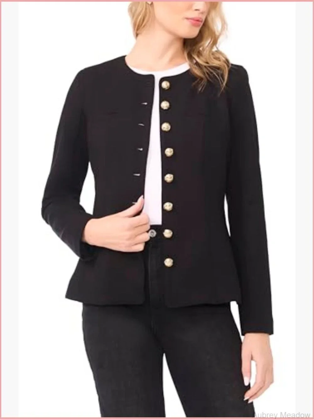 Long Sleeve Shaped Button Down Jacket - Ponte Fabric Tailored Fit